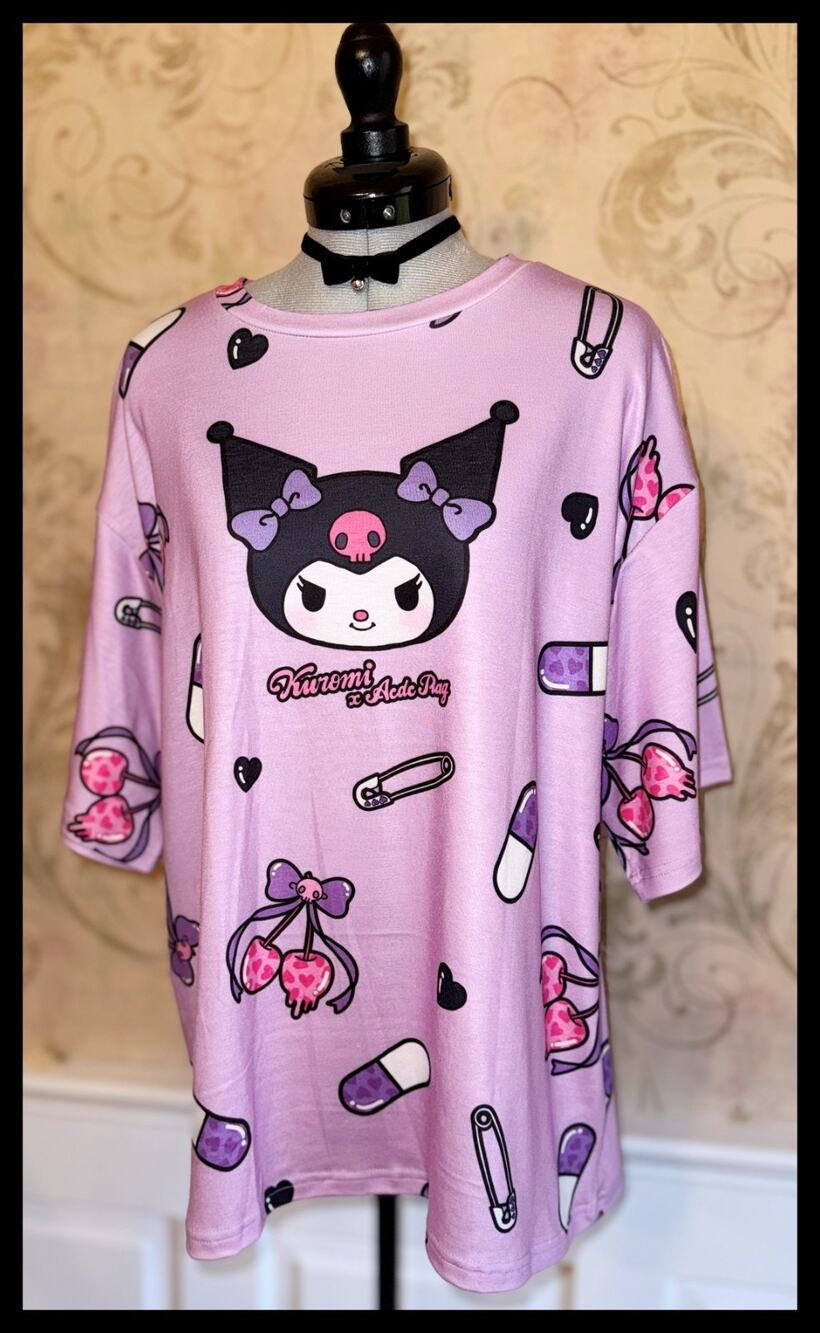 ACDC Rag Kuromi T-Shirt Street Style J Fashion Punk Sanrio Japan Yami Kawaii
